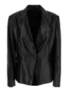 Brunello Cucinelli Black One-breasted Jacket In Leather Woman In Black
