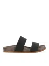 Brunello Cucinelli Grey Sandals With Monile Decoration And Round Open Toe In Suede And Cotton Woman In Gray