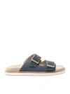 Brunello Cucinelli Mens Navy Two-strap Buckle-embellished Canvas Sandals