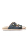 Brunello Cucinelli Mens Navy Two-strap Buckle-embellished Canvas Sandals