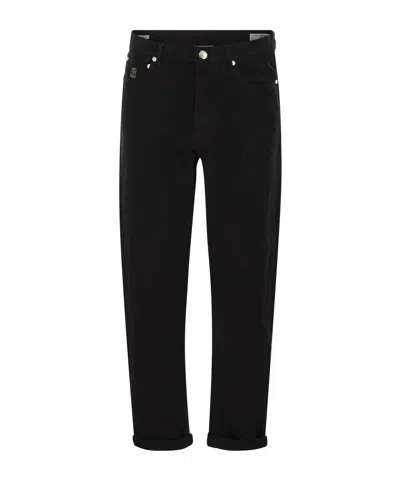 Brunello Cucinelli Men Iconic Fit Five-pocket Trousers In Garment-dyed Denim In Black