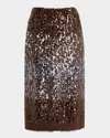 Brunello Cucinelli Multi-size Degrade Pailette Mohair Knit Midi Skirt