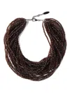 Brunello Cucinelli Women Brown Multi-strand Necklace With Faceted Beads And Rear Spring-ring Closure In Brown