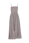 Brunello Cucinelli Striped Cotton Long Dress With Wide Panel