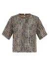 Brunello Cucinelli Multicolor Balloon Net Embroidery Sweater In Multi