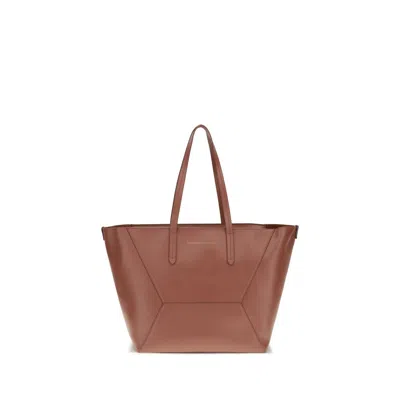 Brunello Cucinelli Multicolor Calf Leather Bos Taurus Shoulder Bag In Brown