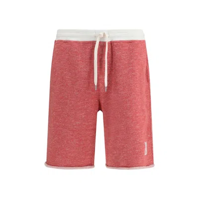 Brunello Cucinelli Cotton And Linen Shorts With Logo In Red