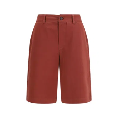 Brunello Cucinelli Multicolor Cotton Bermuda Shorts In Red