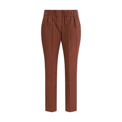 Brunello Cucinelli Multicolor Cotton Casual Pants In Brown
