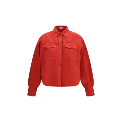 Brunello Cucinelli Multicolor Cotton Dress Shirt In Red