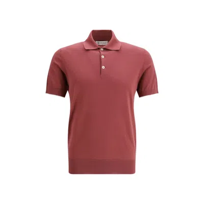 Brunello Cucinelli Multicolor Cotton Polo Shirt In Pink
