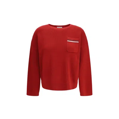 Brunello Cucinelli Multicolor Cotton Sweatshirt In Red