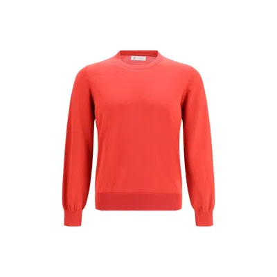 Brunello Cucinelli Multicolor Cotton Sweatshirt In Red
