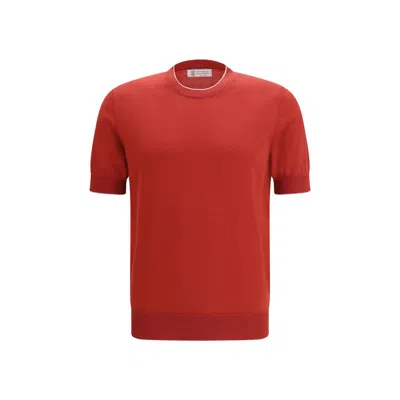 Brunello Cucinelli Multicolor Cotton T-shirt In Red
