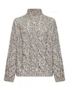 Brunello Cucinelli Women Wool And Cashmere Turtleneck Sweater With Sequins In Multi