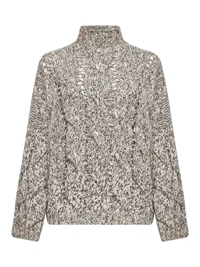 BRUNELLO CUCINELLI MULTICOLOR DAZZLING CHINÉ MOCK NECK SWEATER