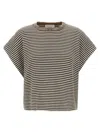 Brunello Cucinelli T-shirt With Dazzling Collar Insert In Multicolor