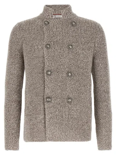 BRUNELLO CUCINELLI MULTICOLOR DOUBLE-BREASTED CARDIGAN