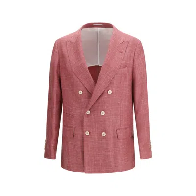 Brunello Cucinelli Multicolor Fleece Wool Jackets And Coat In Pink