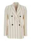 Brunello Cucinelli Multicolor Jacket With All-over Striped Motif And Monile Detail