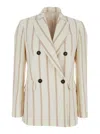 Brunello Cucinelli Multicolor Jacket With All-over Striped Motif And Monile Detail In Multicolor