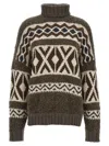 Brunello Cucinelli Retro Jacquard Cashmere Wool Turtleneck Sweater In Multicolor