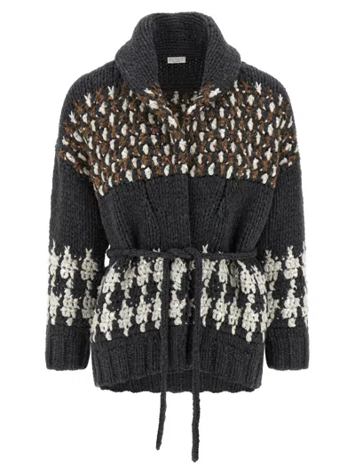 BRUNELLO CUCINELLI MULTICOLOR KNIT CARDIGAN