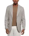 Brunello Cucinelli Half-lined Linen Blend Blazer With Houndstooth Motif In Gray