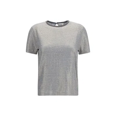Brunello Cucinelli Striped Short-sleeve Crewneck T-shirt In Gray