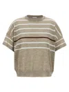 Brunello Cucinelli Lurex Stripes Sweater Sweaters And Cardigans In Multicolor