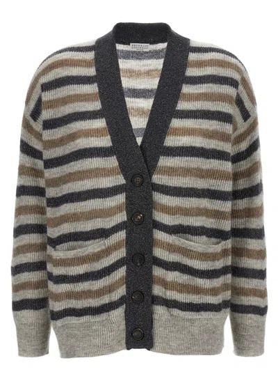 BRUNELLO CUCINELLI MULTICOLOR LUREX WOOL CARDIGAN