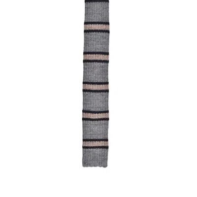 Brunello Cucinelli Striped Knitted Tie In Gray