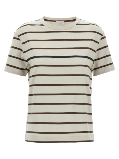 BRUNELLO CUCINELLI MULTICOLOR MONILE STRIPES T-SHIRT