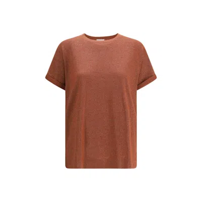 Brunello Cucinelli Women Cashmere Glitter T-shirt In Red