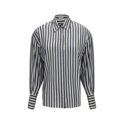 Brunello Cucinelli Multicolor Silk Pattern Shirt In Black