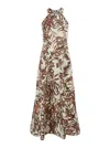 Brunello Cucinelli Multicolor Sleeveless Long Dress With All-over Herbarium Print In Cotton Woman In Multi