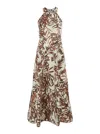 BRUNELLO CUCINELLI MULTICOLOR SLEEVELESS LONG DRESS WITH ALL-OVER HERBARIUM PRINT IN COTTON WOMAN