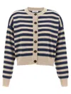 Brunello Cucinelli Shimmering Stripes Ribbed Cardigan In Multi