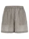 Brunello Cucinelli Striped Linen Bermuda Shorts Bermuda And Short In Multicolor