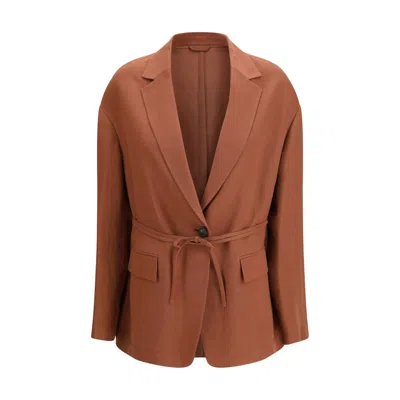 Brunello Cucinelli Multicolor Viscose Blazer In Brown