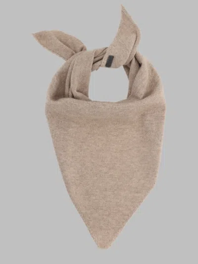 Brunello Cucinelli Foulard In Cashmere Con Monile In Brown