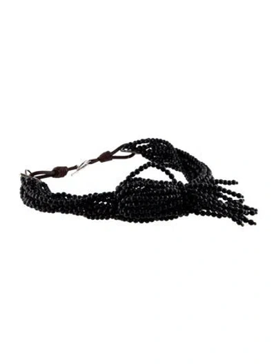 Pre-owned Brunello Cucinelli Multistrand Beaded Collar, 17" In Black