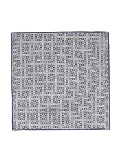 Brunello Cucinelli Geometric-print Silk Pocket Square In Grey