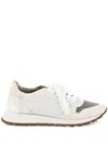 Brunello Cucinelli Bead-embellished Nylon And Suede Sneakers In White