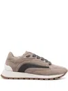 Brunello Cucinelli Monili-embellished Suede Sneakers In Brown