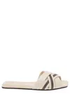 BRUNELLO CUCINELLI WHITE SANDALS WITH CROSSOVER STRAP AND MONILE IN LEATHER WOMAN