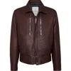 Brunello Cucinelli Zip-fastening Leather Jacket In Burgundy