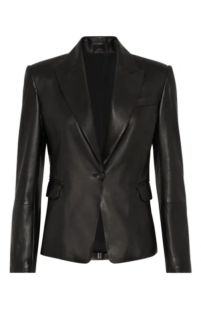 Brunello Cucinelli Nappa Leather Blazer In Black