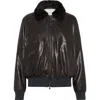 Brunello Cucinelli Leather Jacket In Brown