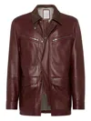 Brunello Cucinelli Nappa Leather Field Jacket In Red